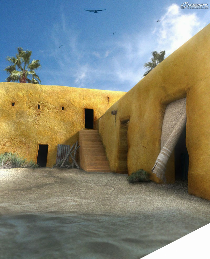3DSMAX打造沙漠里的屋子 来客网 3DSMAX渲染教程