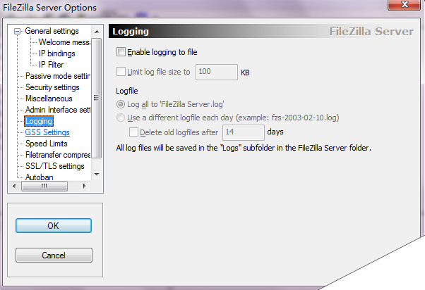 FileZilla Server配置日志
