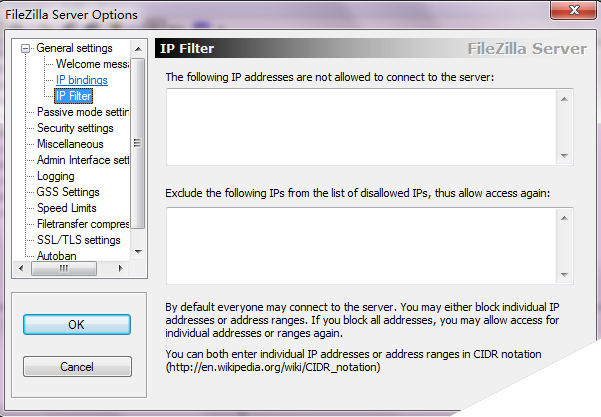 FileZilla Server配置过滤ip