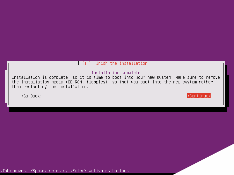 Finish Ubuntu 16.04 Server Installation
