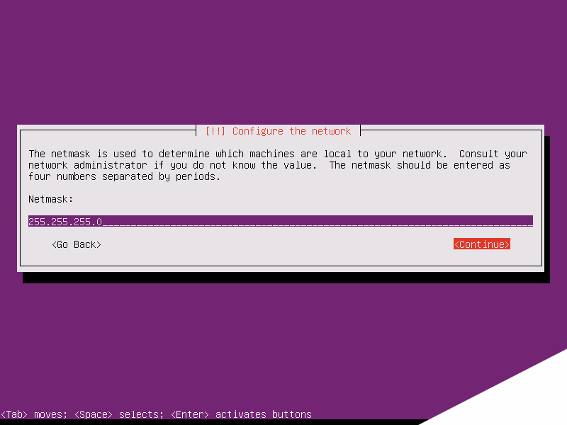 Configure Network Mask for Ubuntu 16.04