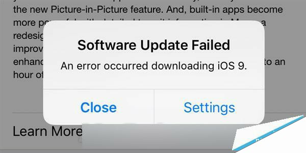 iOS 9升级频频报错：试试这招