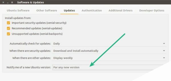 Software Updater in Ubuntu