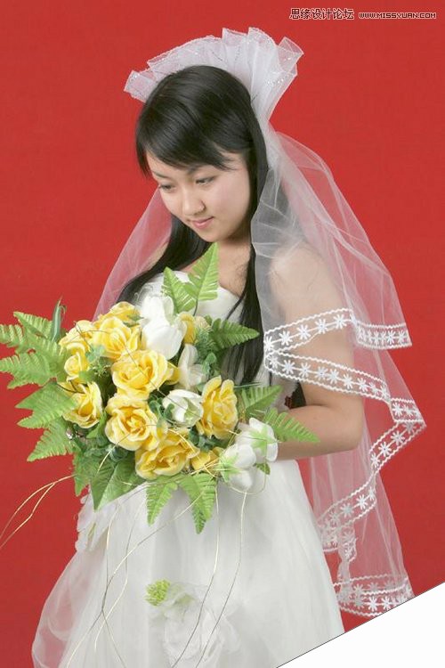Photoshop抠出红色纯色背景的新娘照片,PS教程,思缘教程网