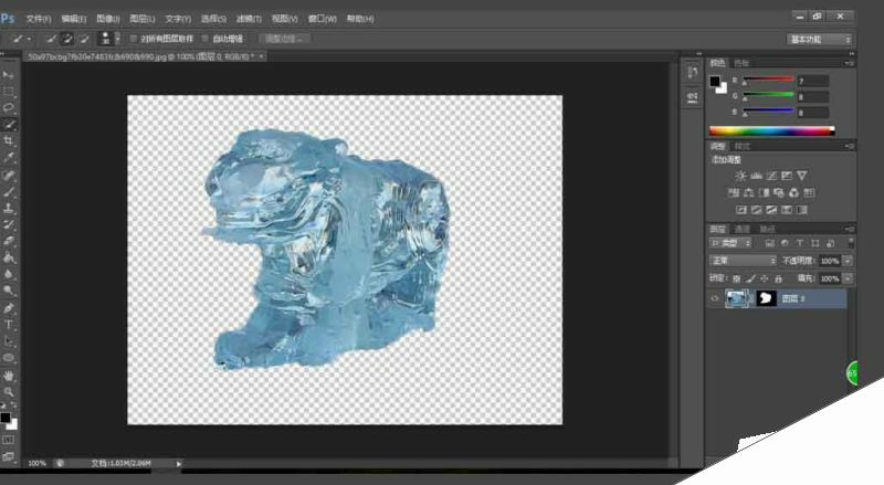 Photoshop抠冰雕或玻璃并更换颜色和背景PS教程