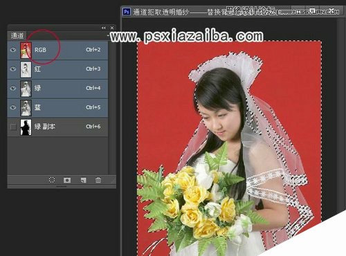Photoshop抠出红色纯色背景的新娘照片,PS教程,思缘教程网