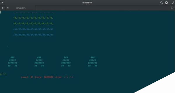 Ninvaders terminal game for Linux