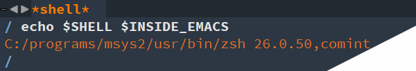 zsh shell inside Emacs on Windows