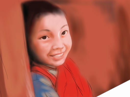 painter绘制可爱的藏族小男孩 来客网 painter教程