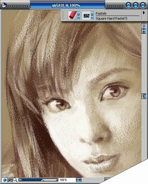 Painter手绘教程：Painter8+Intuos2绘制色调柔和的粉笔素描