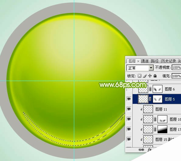 Photoshop设计制作一个漂亮的绿色水晶球按钮