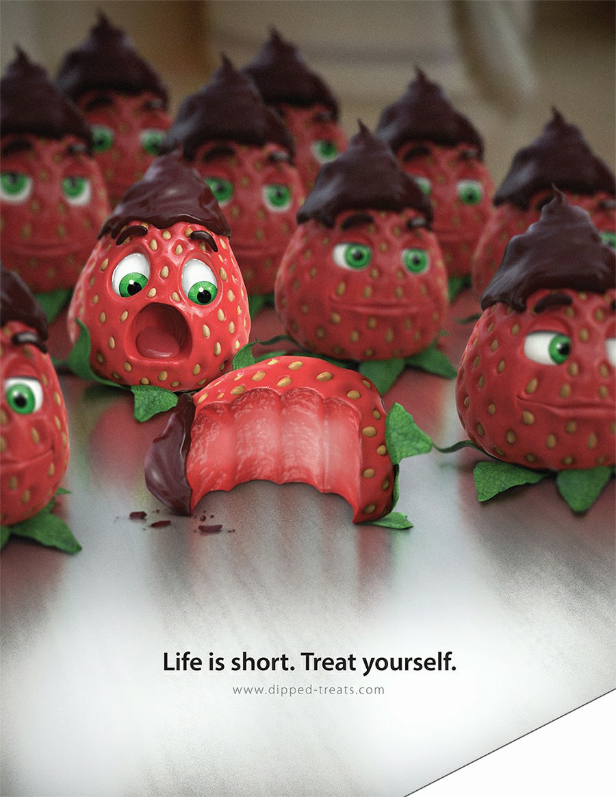 PS打造草莓巧克力甜点3D平面广告教程