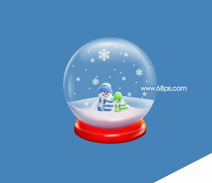 Photoshop设计制作出逼真漂亮的圣诞雪花水晶球