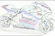 photoshop将铃木摩托车制作出彩色素描图片效果