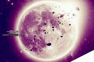 Photoshop设计制作紫色星球陨石围绕地球飞行壁纸