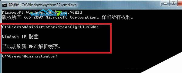 输入命令ipconfig/flushdns