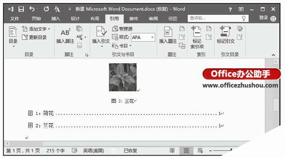 Word2016文档中图表目录的创建和使用方法