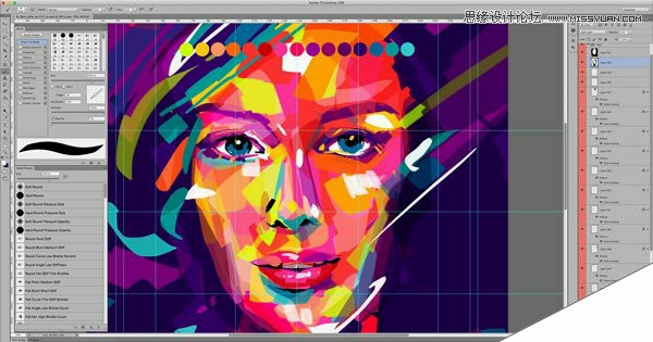 PS巧用图层和画笔功能制作抽象人物肖像画教程