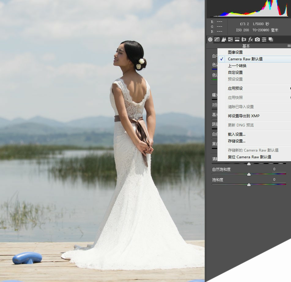 Photoshop怎么给外景婚纱照调出蓝色小清新艺术效果？