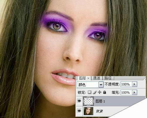 ps眼影怎么画?一种用PS给美女照片加上紫色眼影效果的简单方法介绍