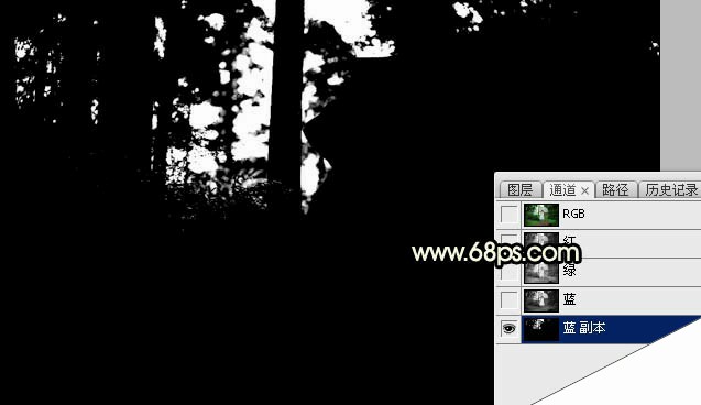 Photoshop调制出较暗的晨曦阳光色树林人物图片