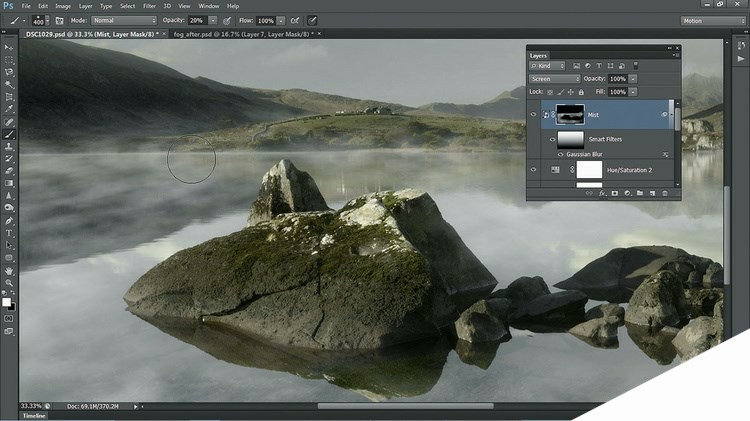 如何使用Photoshop给风景图片渲染出薄雾蒙蒙的效果？